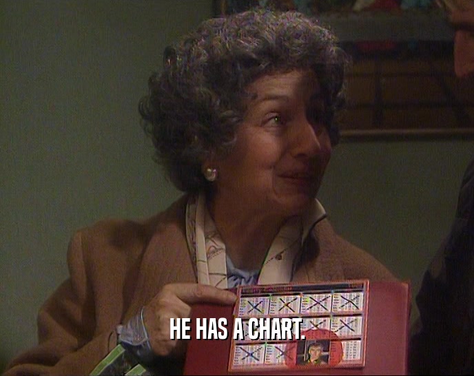 HE HAS A CHART.  