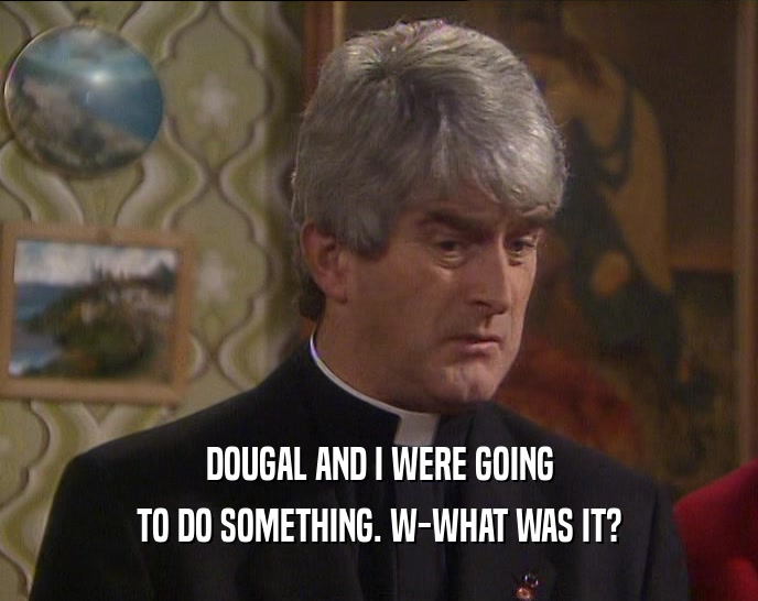 DOUGAL AND I WERE GOING TO DO SOMETHING. W-WHAT WAS IT? 