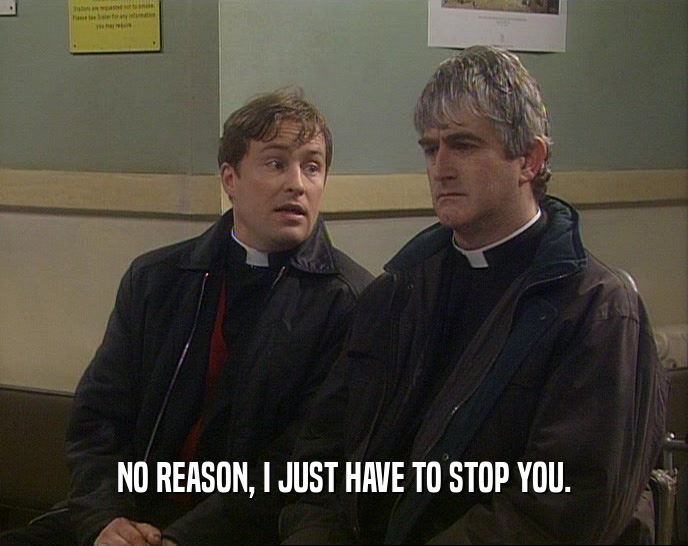 NO REASON, I JUST HAVE TO STOP YOU.  
