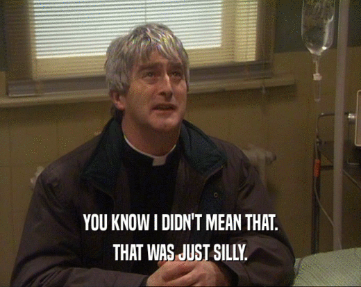 YOU KNOW I DIDN'T MEAN THAT. THAT WAS JUST SILLY. 