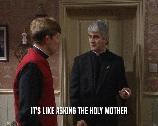 IT'S LIKE ASKING THE HOLY MOTHER  