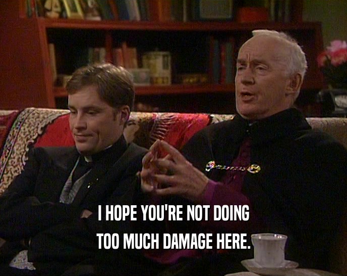 I HOPE YOU'RE NOT DOING TOO MUCH DAMAGE HERE. 