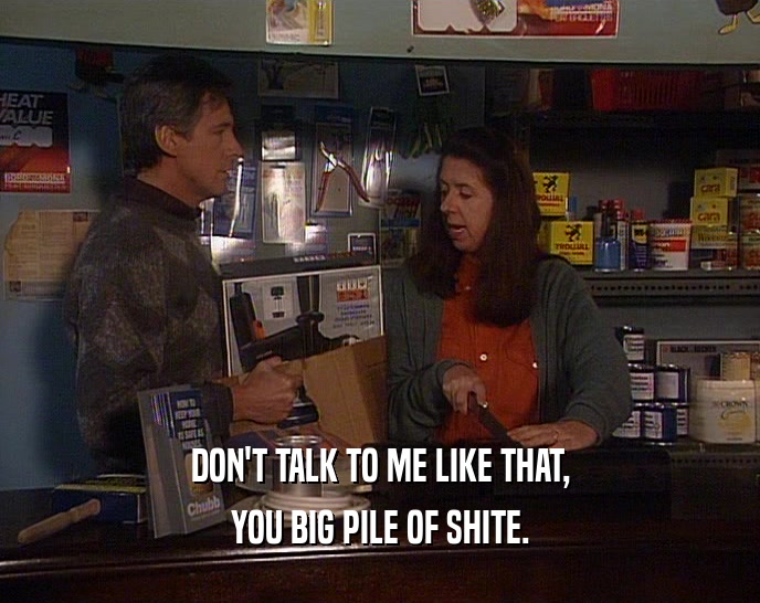 DON'T TALK TO ME LIKE THAT, YOU BIG PILE OF SHITE. 