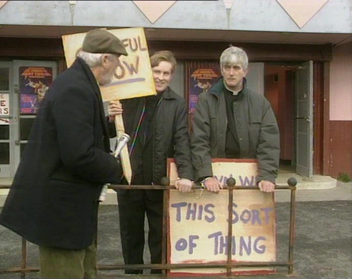 - DOWN WITH THIS SORT OF THING! - HELLO, FATHER CRILLY. 