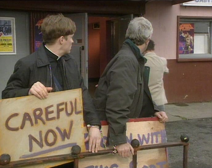 COME ON, FATHER. I'LL GET YOU A SEAT RIGHT AT THE FRONT! 