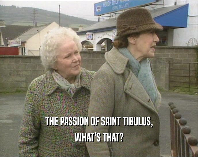 THE PASSION OF SAINT TIBULUS,
 WHAT'S THAT?
 