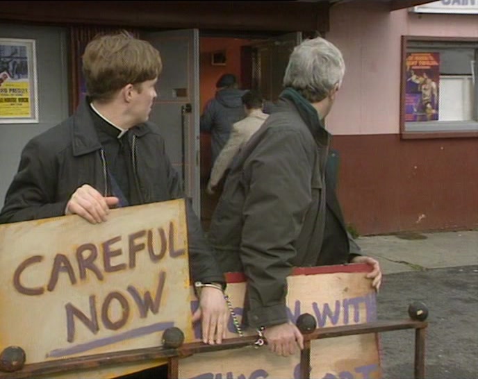 COME ON, FATHER. I'LL GET YOU A SEAT RIGHT AT THE FRONT! 