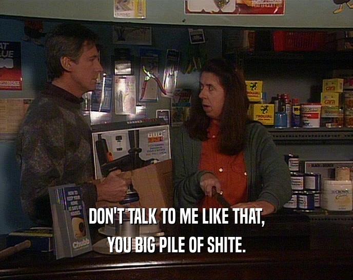DON'T TALK TO ME LIKE THAT, YOU BIG PILE OF SHITE. 