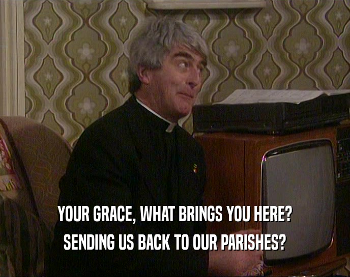 YOUR GRACE, WHAT BRINGS YOU HERE? SENDING US BACK TO OUR PARISHES? 