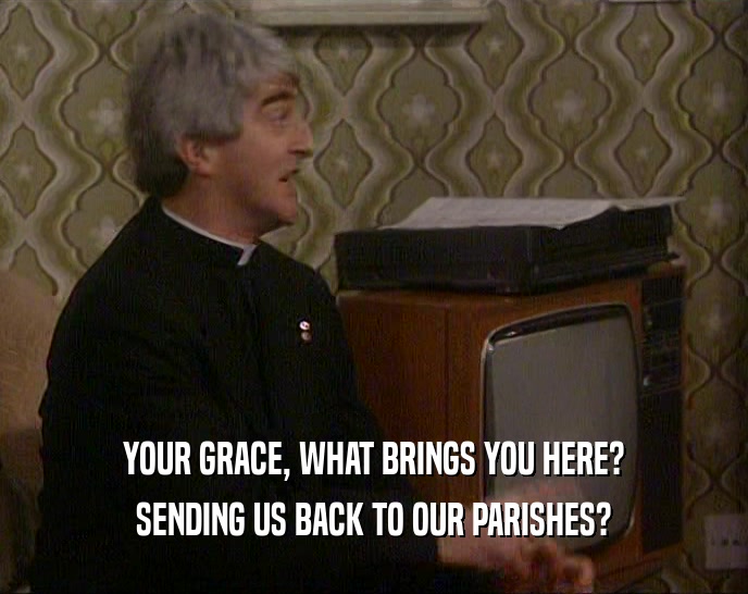 YOUR GRACE, WHAT BRINGS YOU HERE? SENDING US BACK TO OUR PARISHES? 