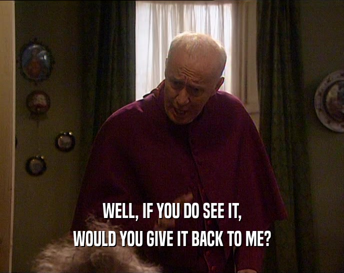 WELL, IF YOU DO SEE IT, WOULD YOU GIVE IT BACK TO ME? 