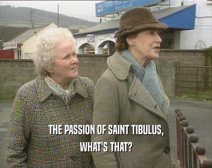 THE PASSION OF SAINT TIBULUS,
 WHAT'S THAT?
 