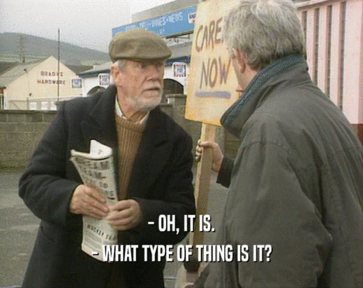 - OH, IT IS. - WHAT TYPE OF THING IS IT? 
