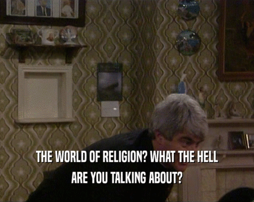 THE WORLD OF RELIGION? WHAT THE HELL ARE YOU TALKING ABOUT? 