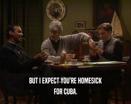 BUT I EXPECT YOU'RE HOMESICK FOR CUBA. 