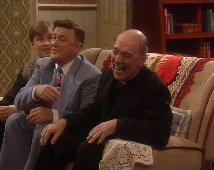 THE LAST TIME FATHER DUNNE WAS HERE FATHER JACK LOST HIS SLIPPERS. 