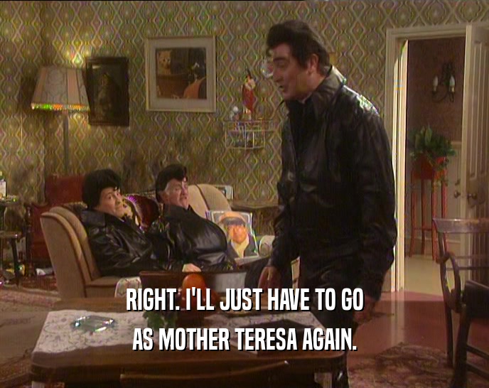 RIGHT. I'LL JUST HAVE TO GO AS MOTHER TERESA AGAIN. 