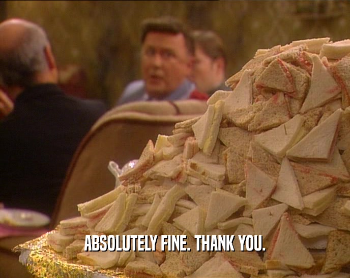 ABSOLUTELY FINE. THANK YOU.  