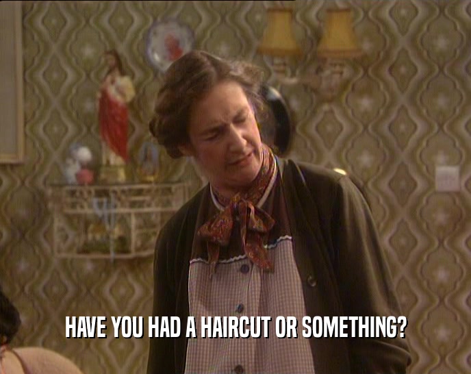 HAVE YOU HAD A HAIRCUT OR SOMETHING?  