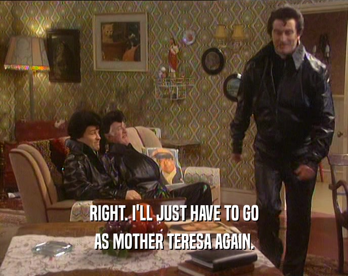 RIGHT. I'LL JUST HAVE TO GO AS MOTHER TERESA AGAIN. 