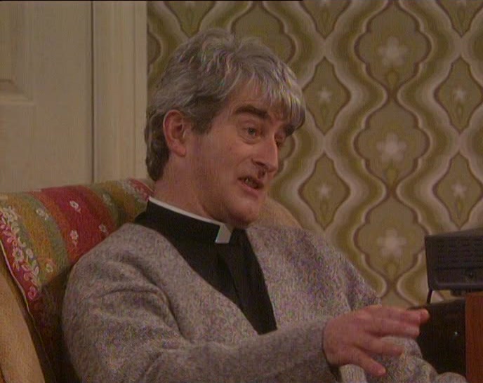 THE LAST TIME FATHER DUNNE WAS HERE FATHER JACK LOST HIS SLIPPERS. 