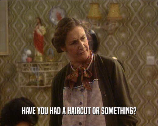 HAVE YOU HAD A HAIRCUT OR SOMETHING?
  