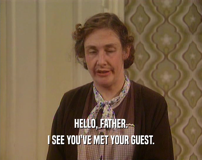 HELLO, FATHER. I SEE YOU'VE MET YOUR GUEST. 