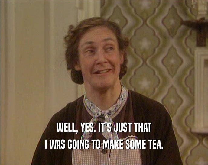 WELL, YES. IT'S JUST THAT I WAS GOING TO MAKE SOME TEA. 