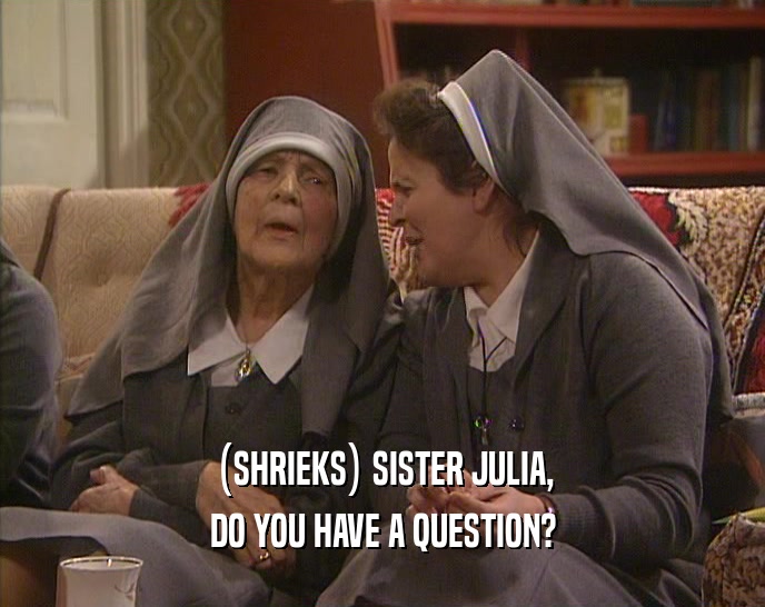 (SHRIEKS) SISTER JULIA,
 DO YOU HAVE A QUESTION?
 