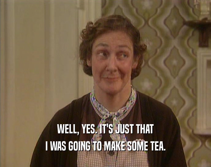 WELL, YES. IT'S JUST THAT I WAS GOING TO MAKE SOME TEA. 