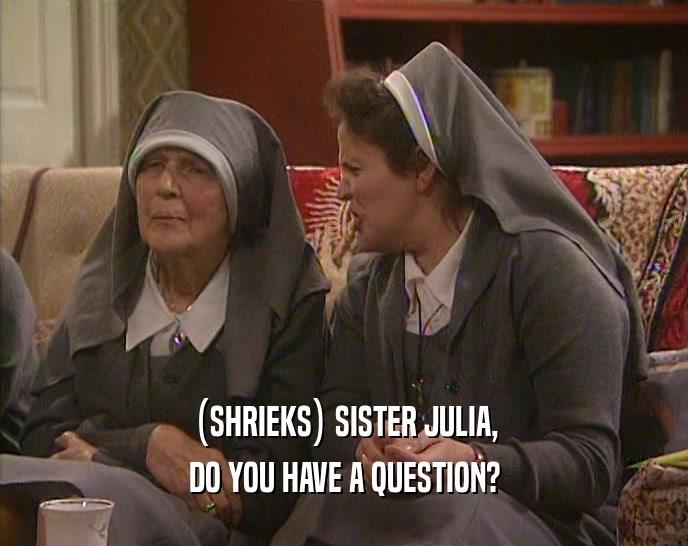 (SHRIEKS) SISTER JULIA,
 DO YOU HAVE A QUESTION?
 