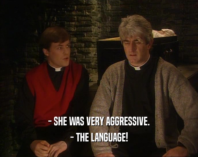- SHE WAS VERY AGGRESSIVE.
 - THE LANGUAGE!
 