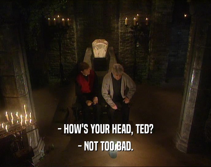 - HOW'S YOUR HEAD, TED? - NOT TOO BAD. 