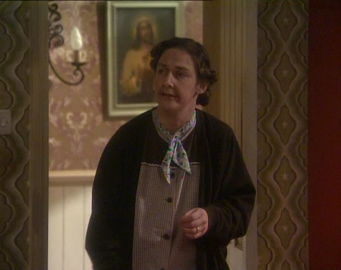 EXCUSE ME, FATHER CRILLY,
 THERE'S A WOMAN HERE TO SEE YOU.
 