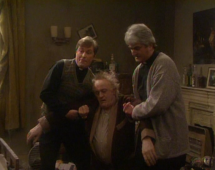 COME ON, FATHER. WE CAN'T HAVE SISTER MONICA SEEING YOU LIKE THIS. 