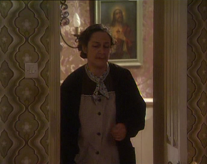 EXCUSE ME, FATHER CRILLY,
 THERE'S A WOMAN HERE TO SEE YOU.
 