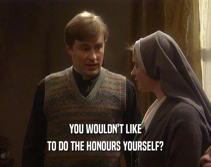 YOU WOULDN'T LIKE
 TO DO THE HONOURS YOURSELF?
 