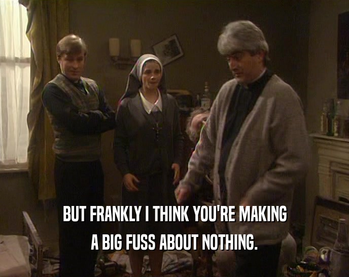 BUT FRANKLY I THINK YOU'RE MAKING A BIG FUSS ABOUT NOTHING. 