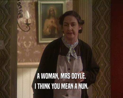 A WOMAN, MRS DOYLE. I THINK YOU MEAN A NUN. 