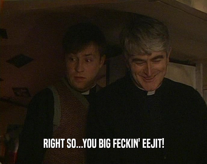 RIGHT SO...YOU BIG FECKIN' EEJIT!  