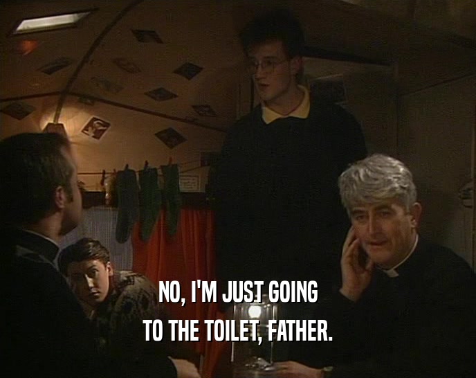 NO, I'M JUST GOING
 TO THE TOILET, FATHER.
 
