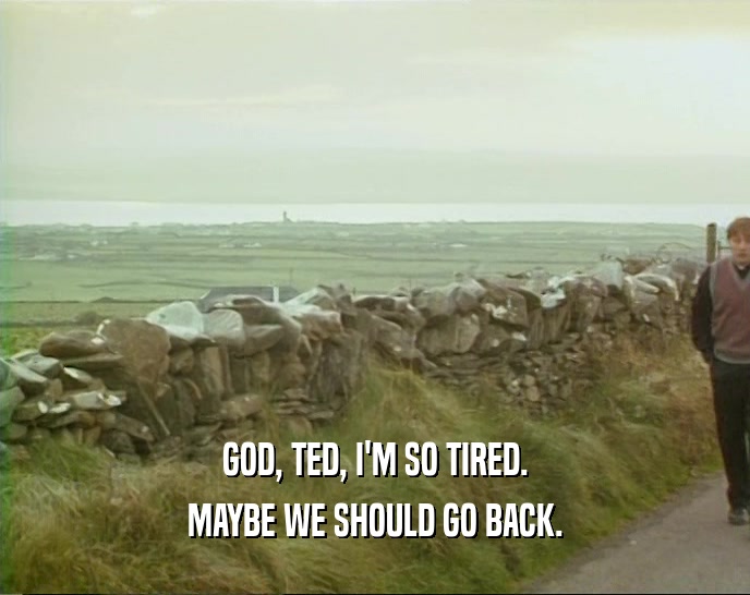 GOD, TED, I'M SO TIRED.
 MAYBE WE SHOULD GO BACK.
 