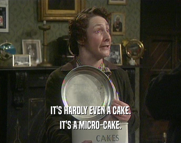 IT'S HARDLY EVEN A CAKE. IT'S A MICRO-CAKE. 