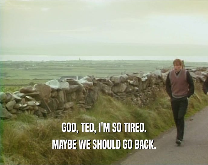 GOD, TED, I'M SO TIRED. MAYBE WE SHOULD GO BACK. 