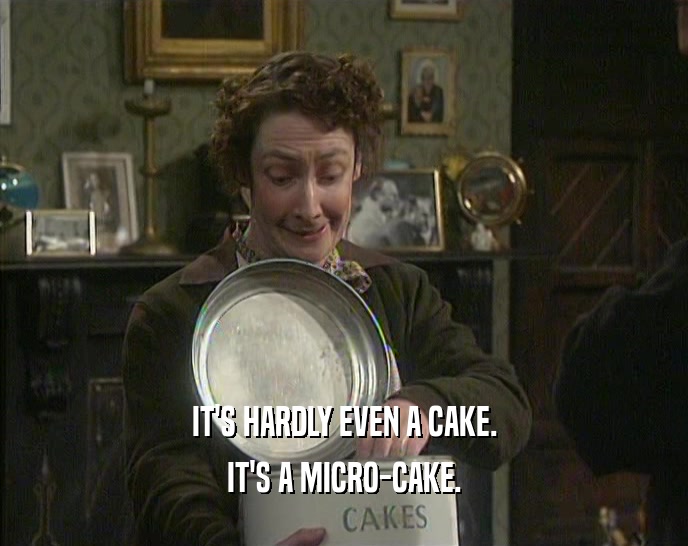 IT'S HARDLY EVEN A CAKE. IT'S A MICRO-CAKE. 