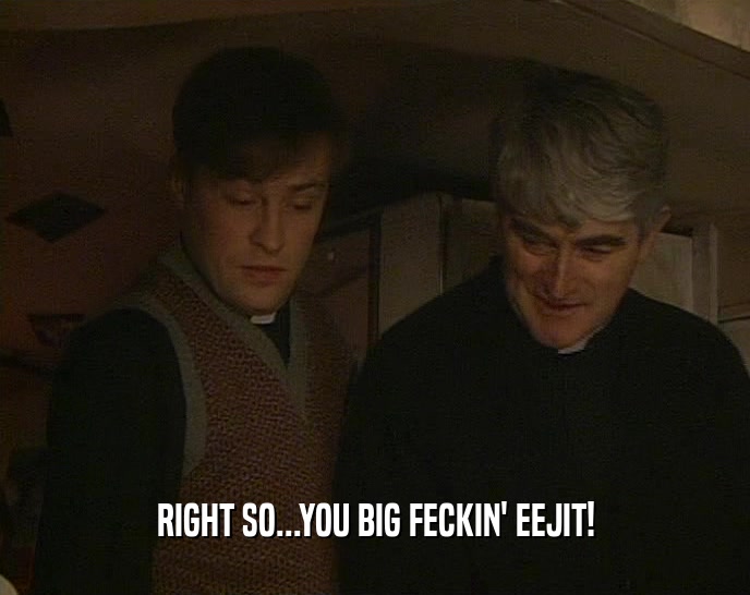 RIGHT SO...YOU BIG FECKIN' EEJIT!  