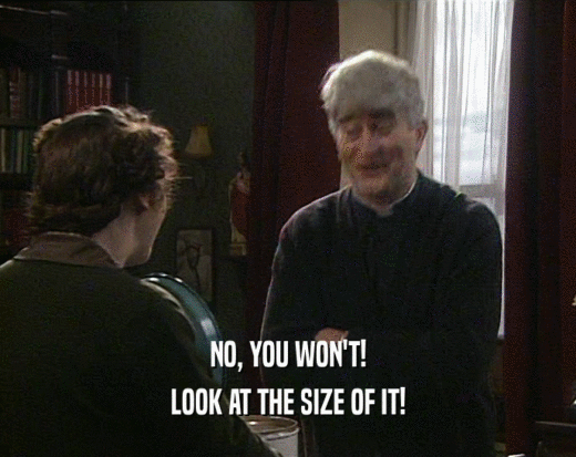 NO, YOU WON'T! LOOK AT THE SIZE OF IT! 