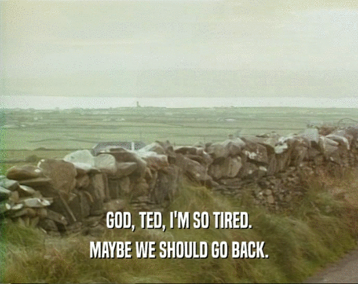 GOD, TED, I'M SO TIRED.
 MAYBE WE SHOULD GO BACK.
 