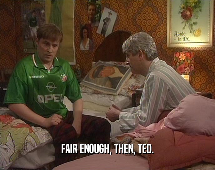 FAIR ENOUGH, THEN, TED.  