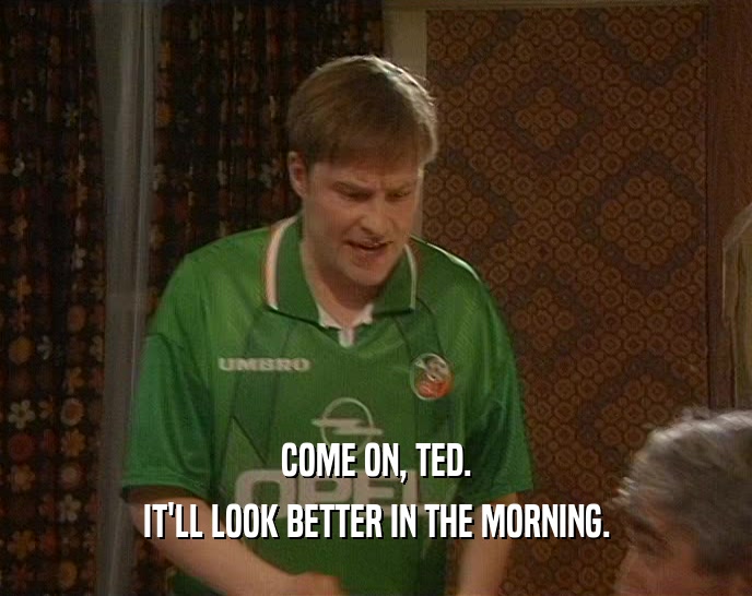 COME ON, TED. IT'LL LOOK BETTER IN THE MORNING. 